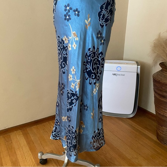 Vintage Georgette Floral Corset Formal Dress Blue - Picture 5 of 8